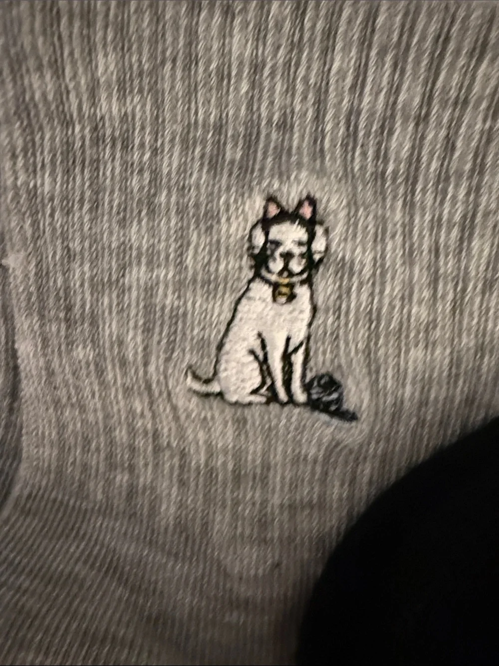 PINK Victoria's Secret 2-Pack Crew Socks with Dog Embroidery - Black & Gray